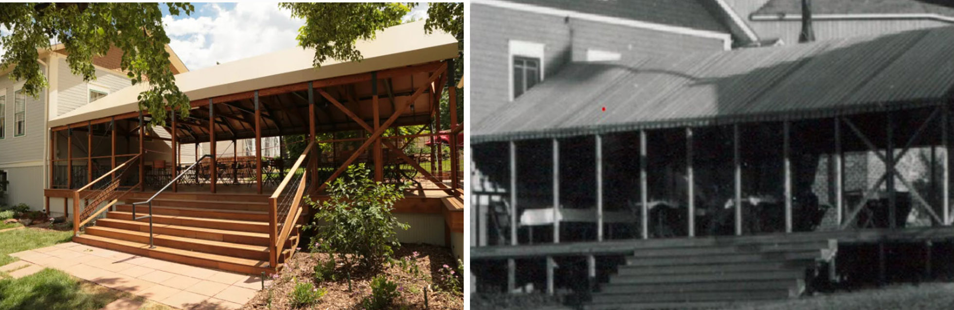 Chautauqua Cafe Pavilion before and after