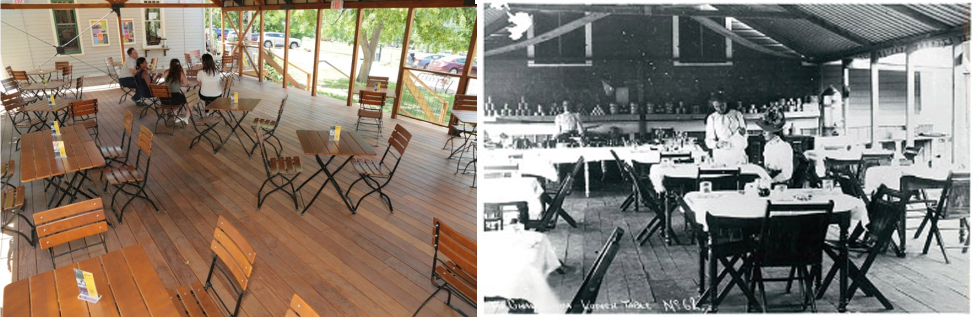 Chautauqua Cafe dining area before and after photo