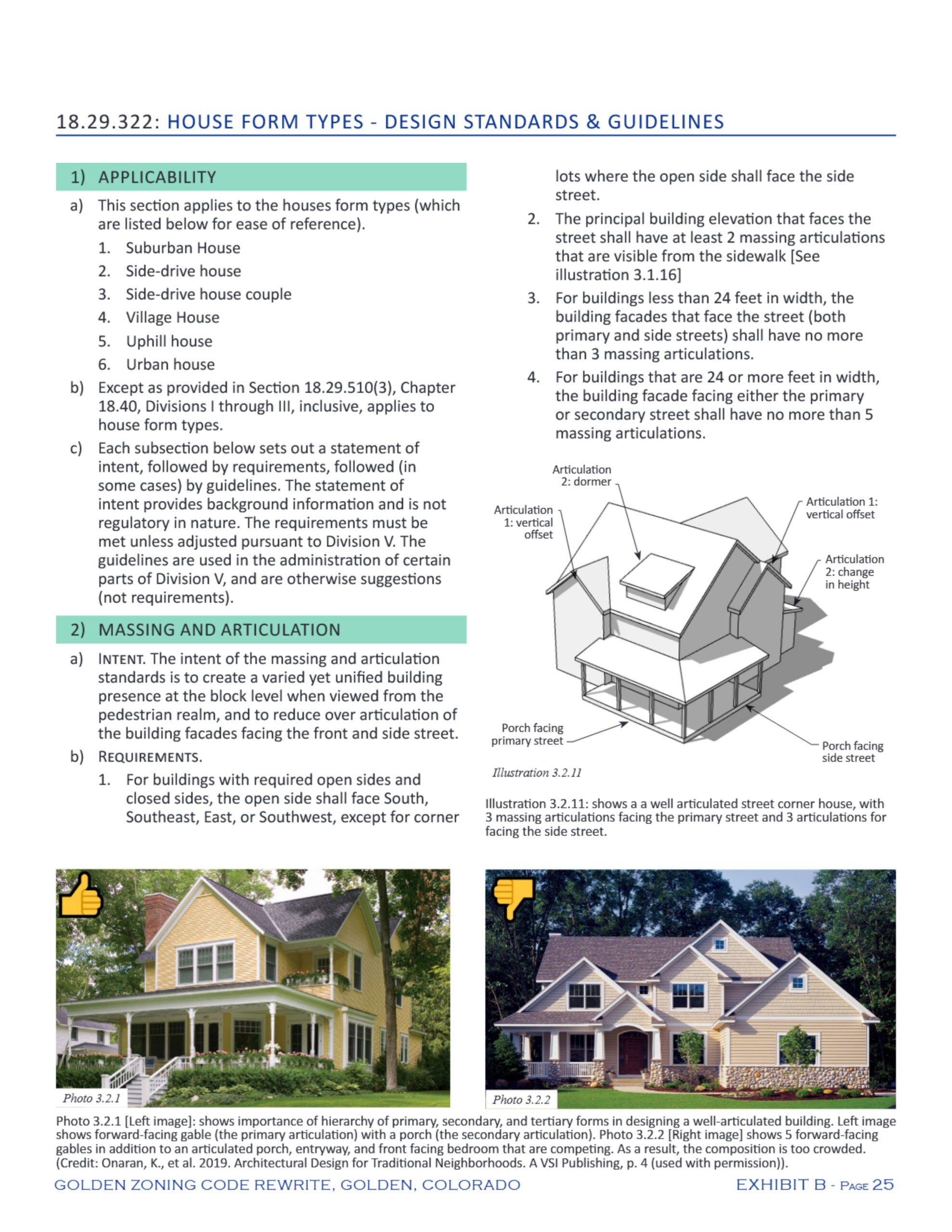 Golden Zoning Code house form types example