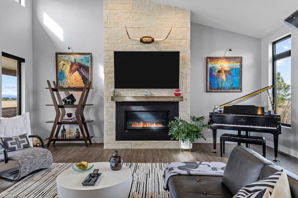 Ecksten residence living room fireplace